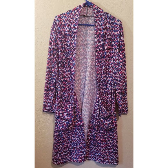 The Tog Shop Sweaters - The Tog Shop (no tags) Long Blue Pink Open Cardigan Size Medium